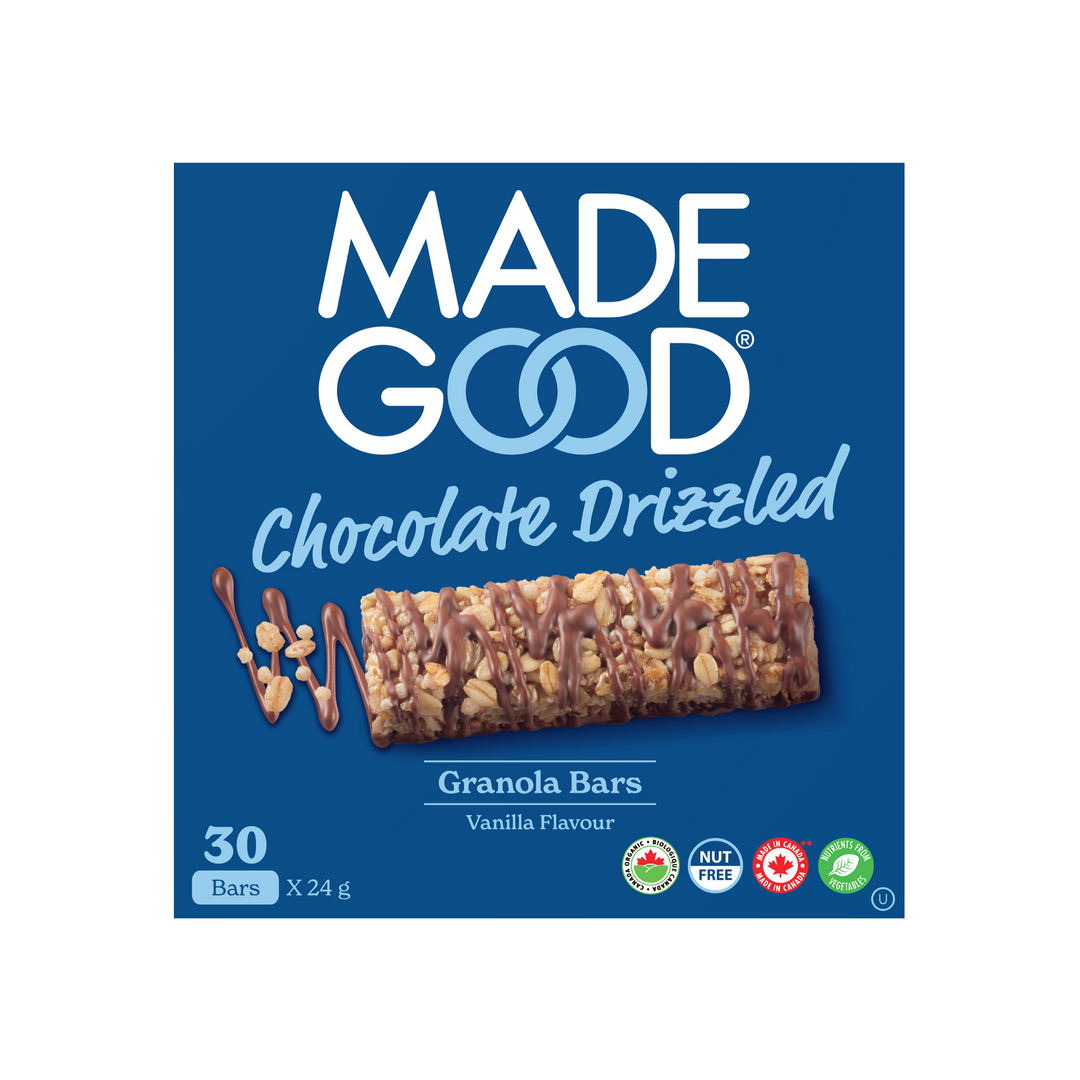 30 bars of MadeGood chocolate drizzled granola bar in vanilla flavour