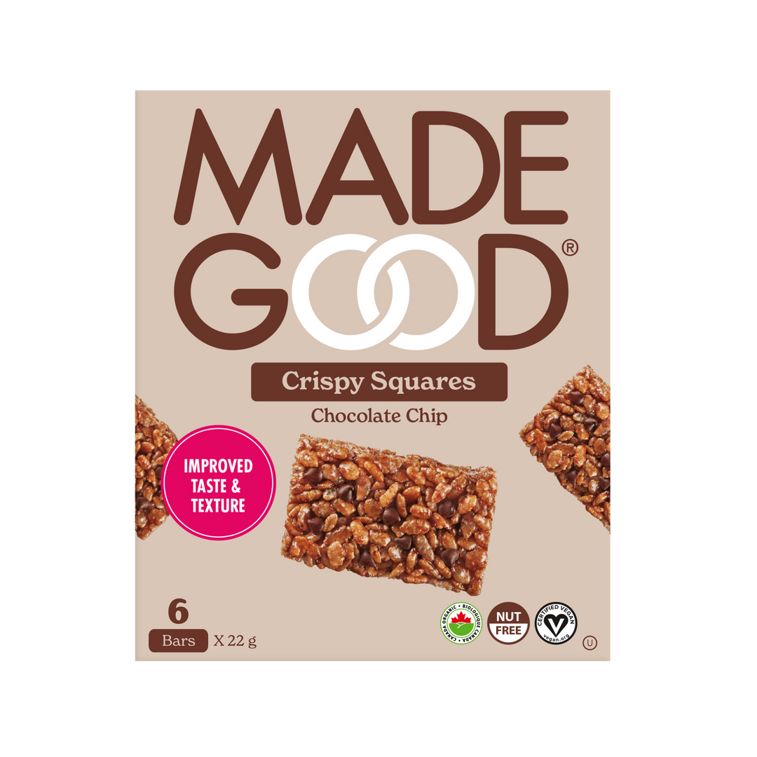 36 count of MadeGood chocolate chip crispy squares