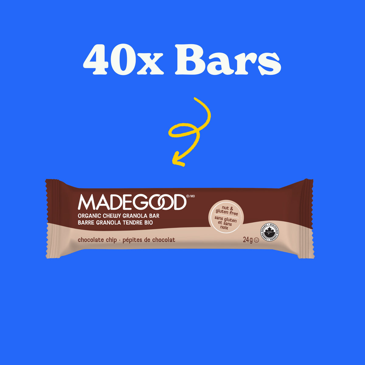 40 count of MadeGood chocolate chip granola bars