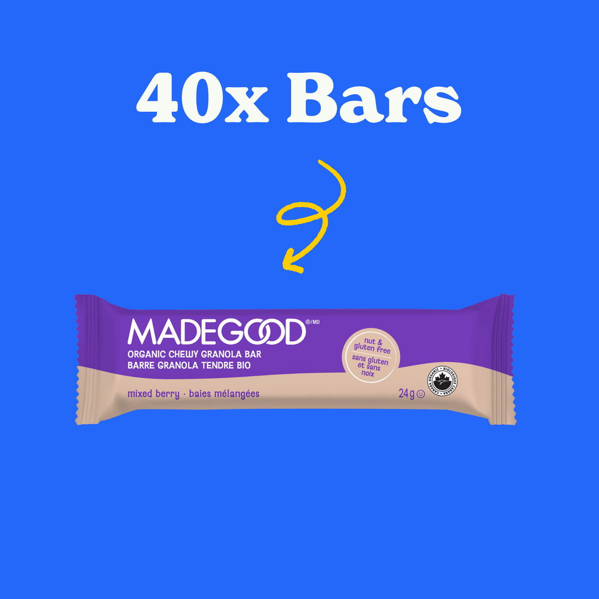 40 MadeGood mixed berry granola bars