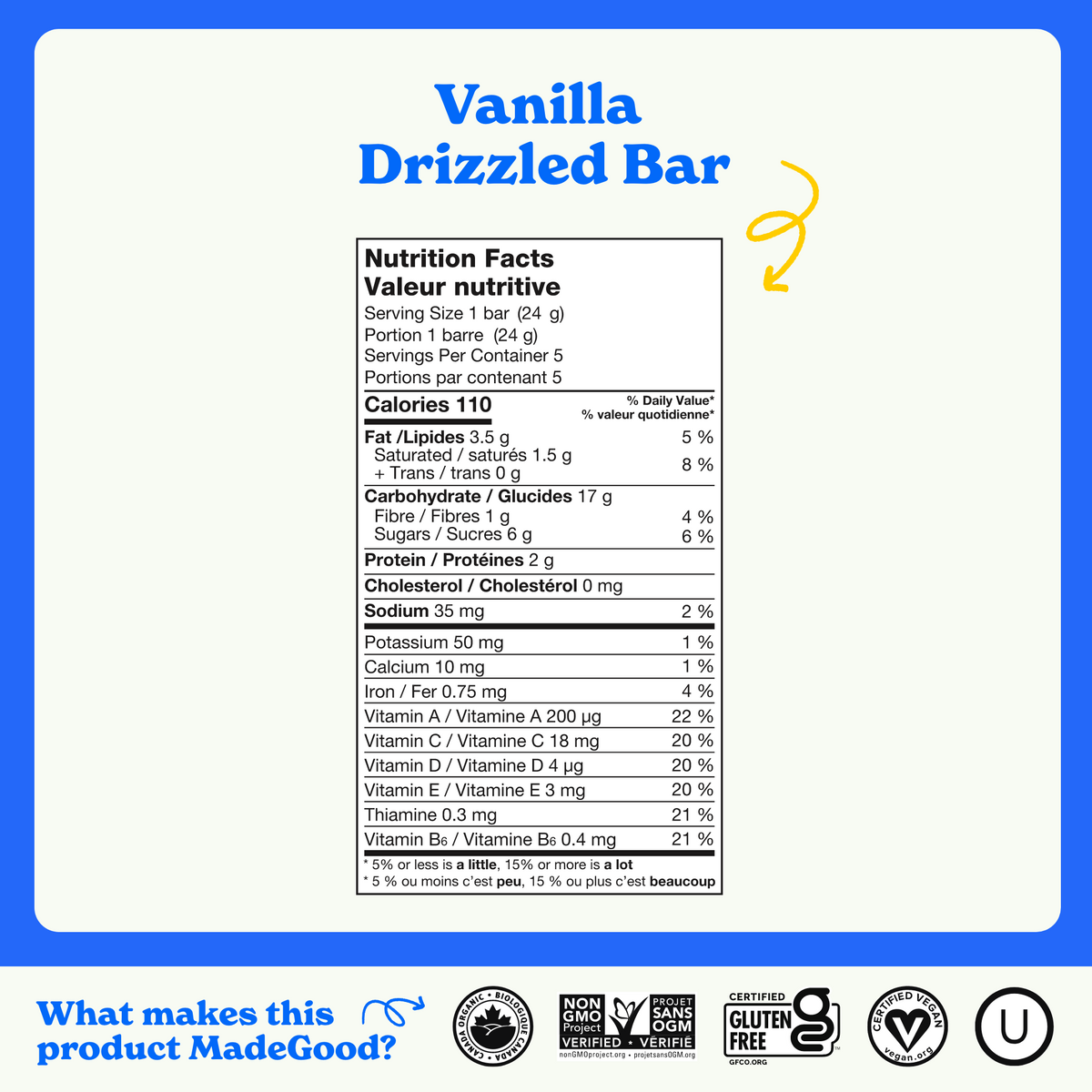 Nutrition facts: 110 calories per serving