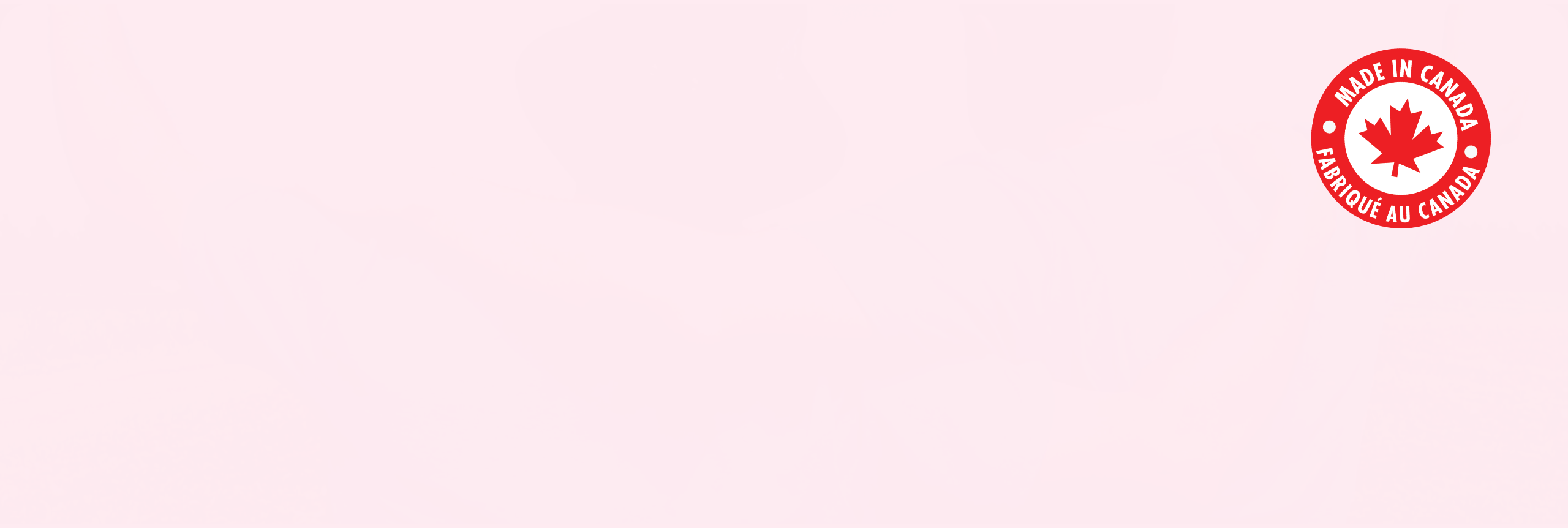Pink background with a red Made in Canada Fabrique au Canada logo Pink background with a red Made in Canada Fabrique au Canada logo