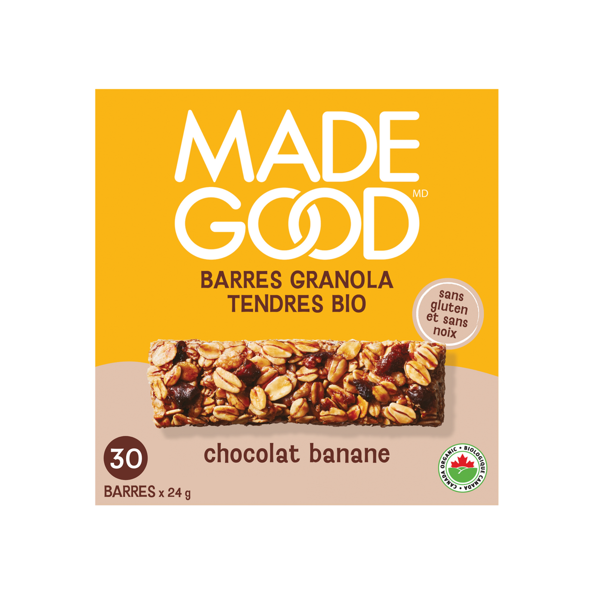 Une boite de 30 barres granola saveur chocolate banane