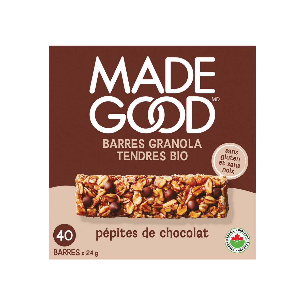 Une boite de 40 barres granola saveur pépites de chocolate