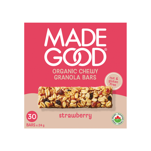A box of MadeGood strawberry granola bars