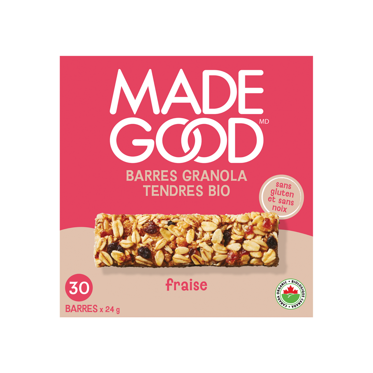 30 barres de MadeGood barres granola en saveur de fraise