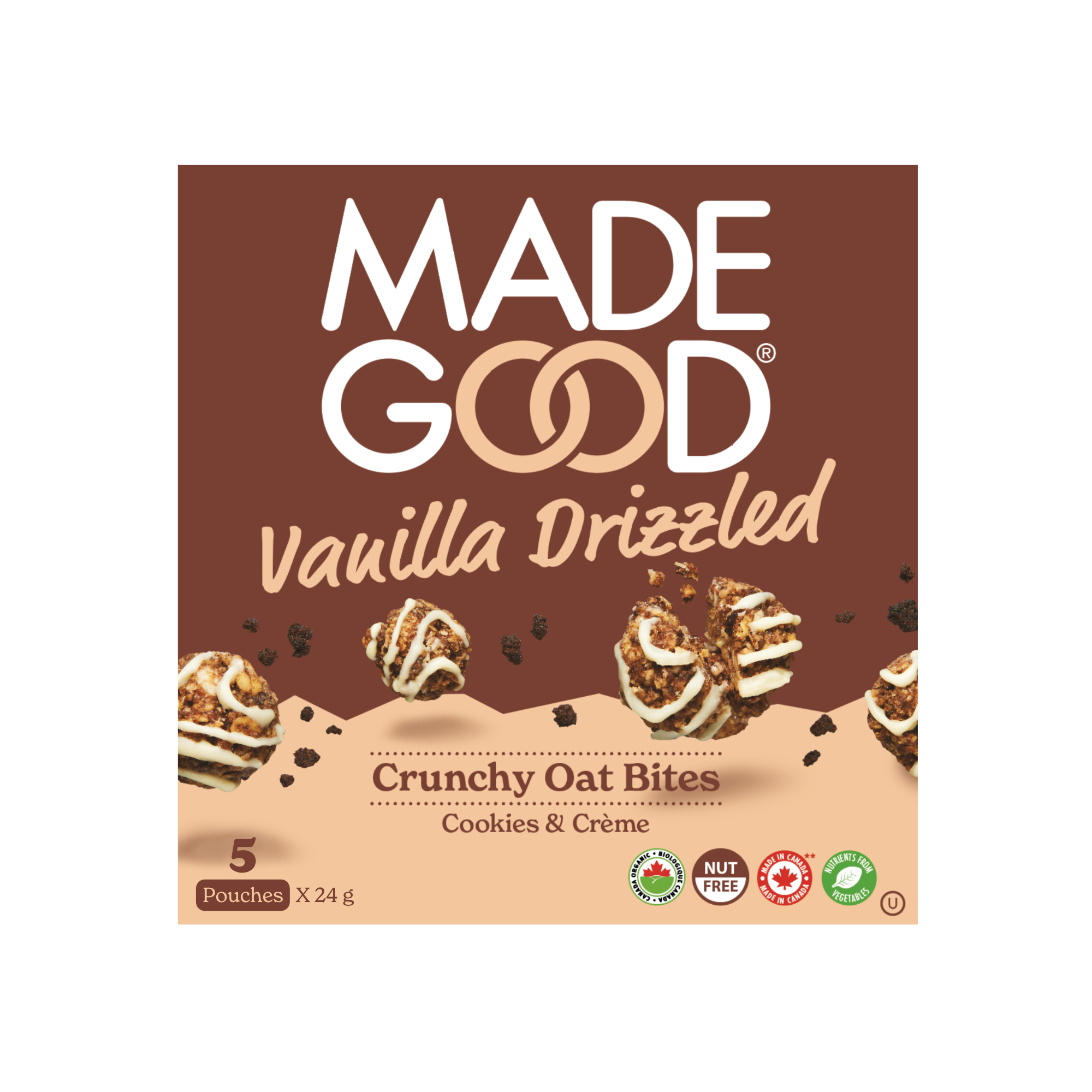 Cookies & Crème Vanilla Drizzled Granola Bites – MadeGoodFoods-Canada