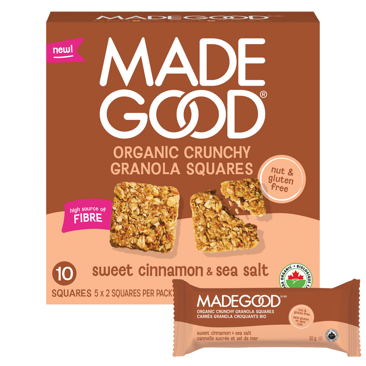 Carrés de granola croustillants - Cannelle douce et sel marin