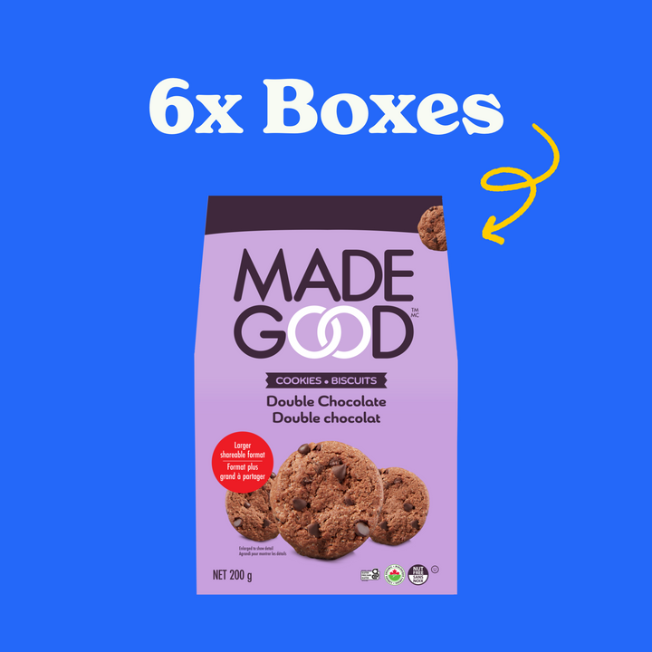 6 boxes of MadeGood double chocolate cookies