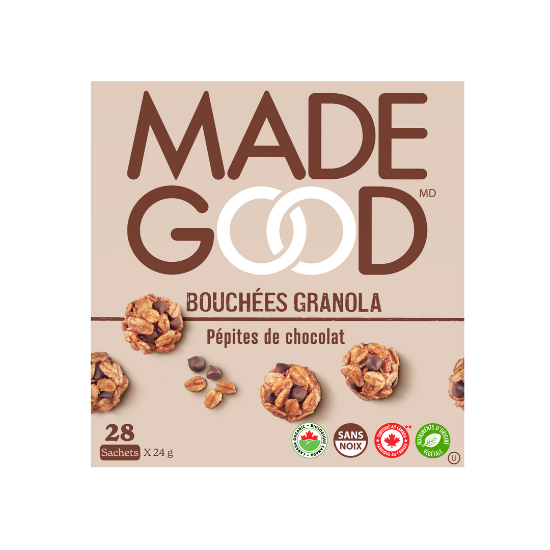 28 sachet de MadeGood bouchees granola saveur de pepites de chocolat