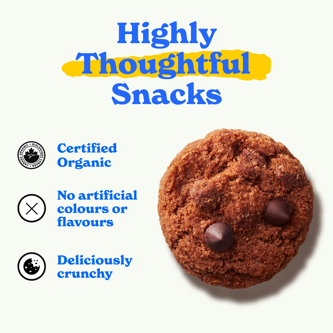 Highly thoughtful snacks: certified organic, no artificial colors or flavours, contains nutrients from vegetables