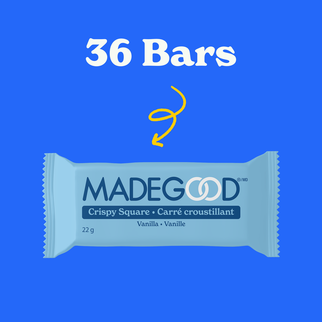 36 bars of MadeGood vanilla crispy squares
