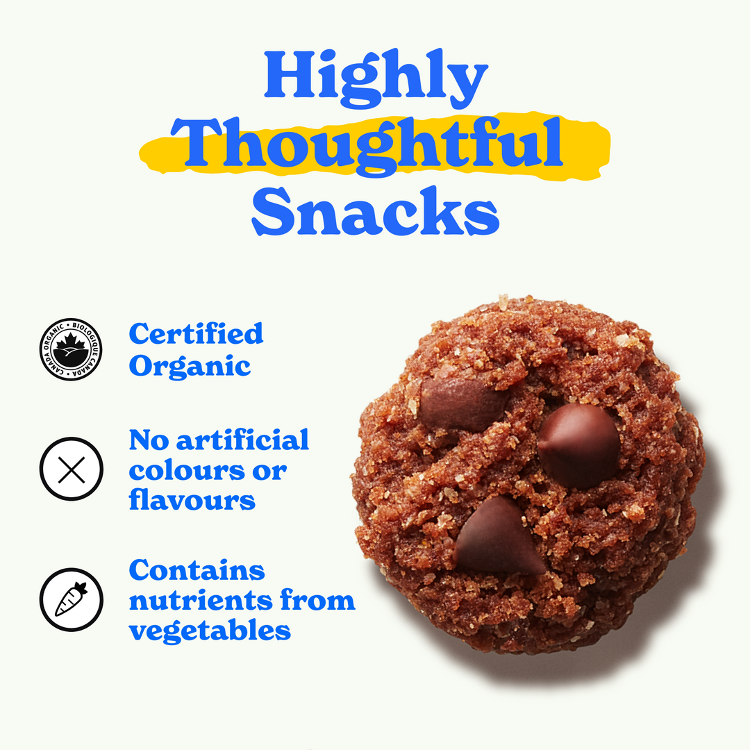 Highly thoughtful snacks: certified organic, no artificial colors or flavours, contains nutrients from vegetables