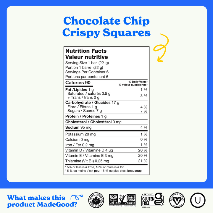 Reformulated! Chocolate Chip Crispy Squares (36 Count)