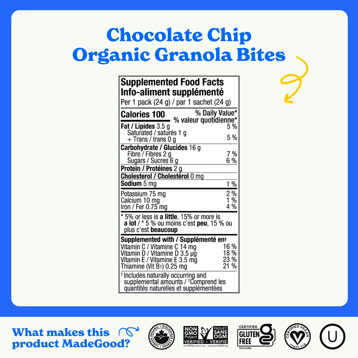 Bouchées Granola Pépites de chocolat Boîte de 28 sachets