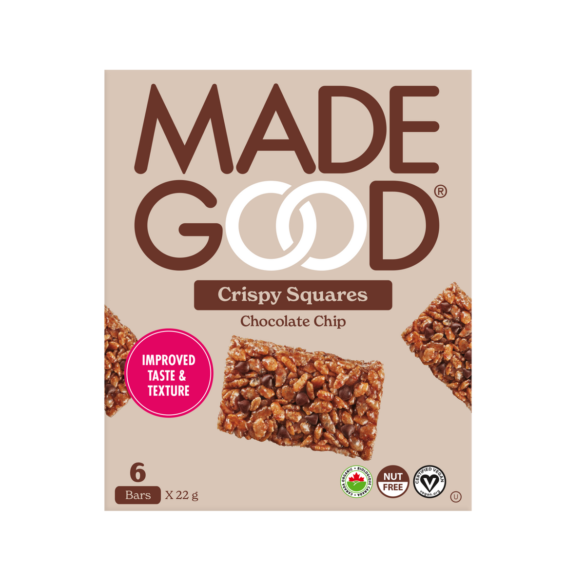 36 count of MadeGood chocolate chip crispy squares