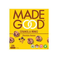 une boite de MdeGood bouchees granola chocolate banane