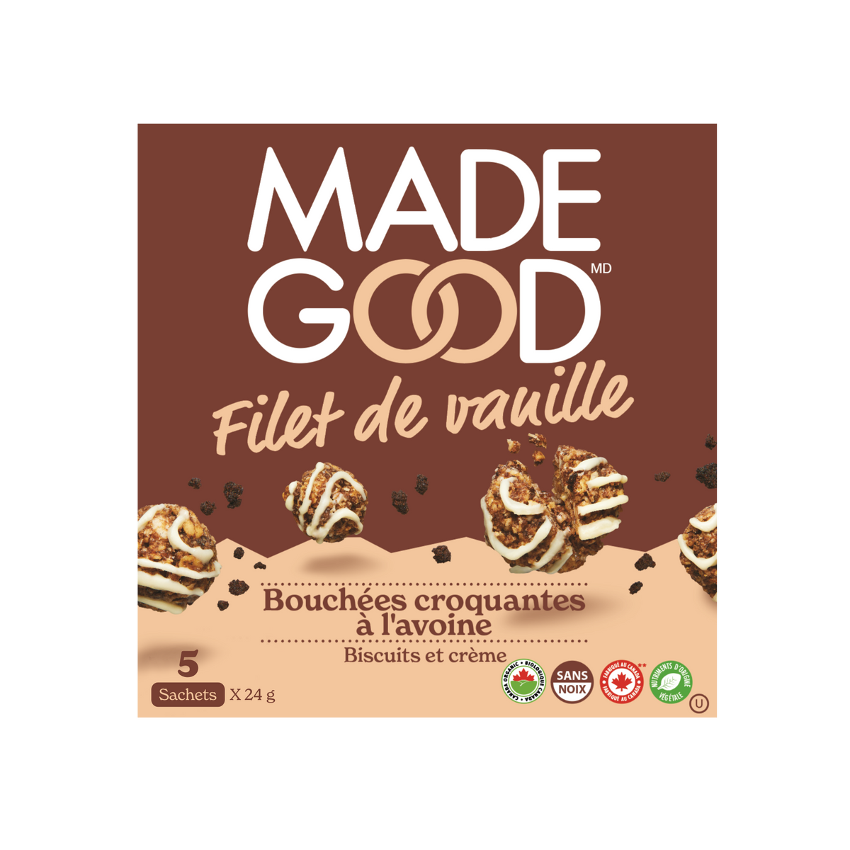 MadeGood Filet de vanille bouchees granola biscuits et creme