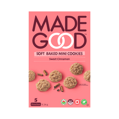 A box of MadeGood sweet cinnamon soft baked mini cookies