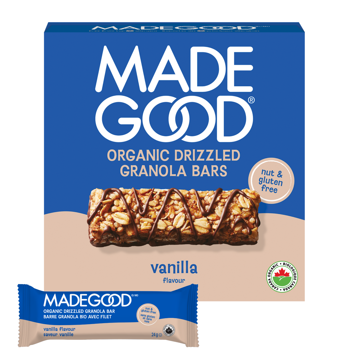 Barres granola avec filet de chocolat saveur Vanille  Boîte de 30 barres