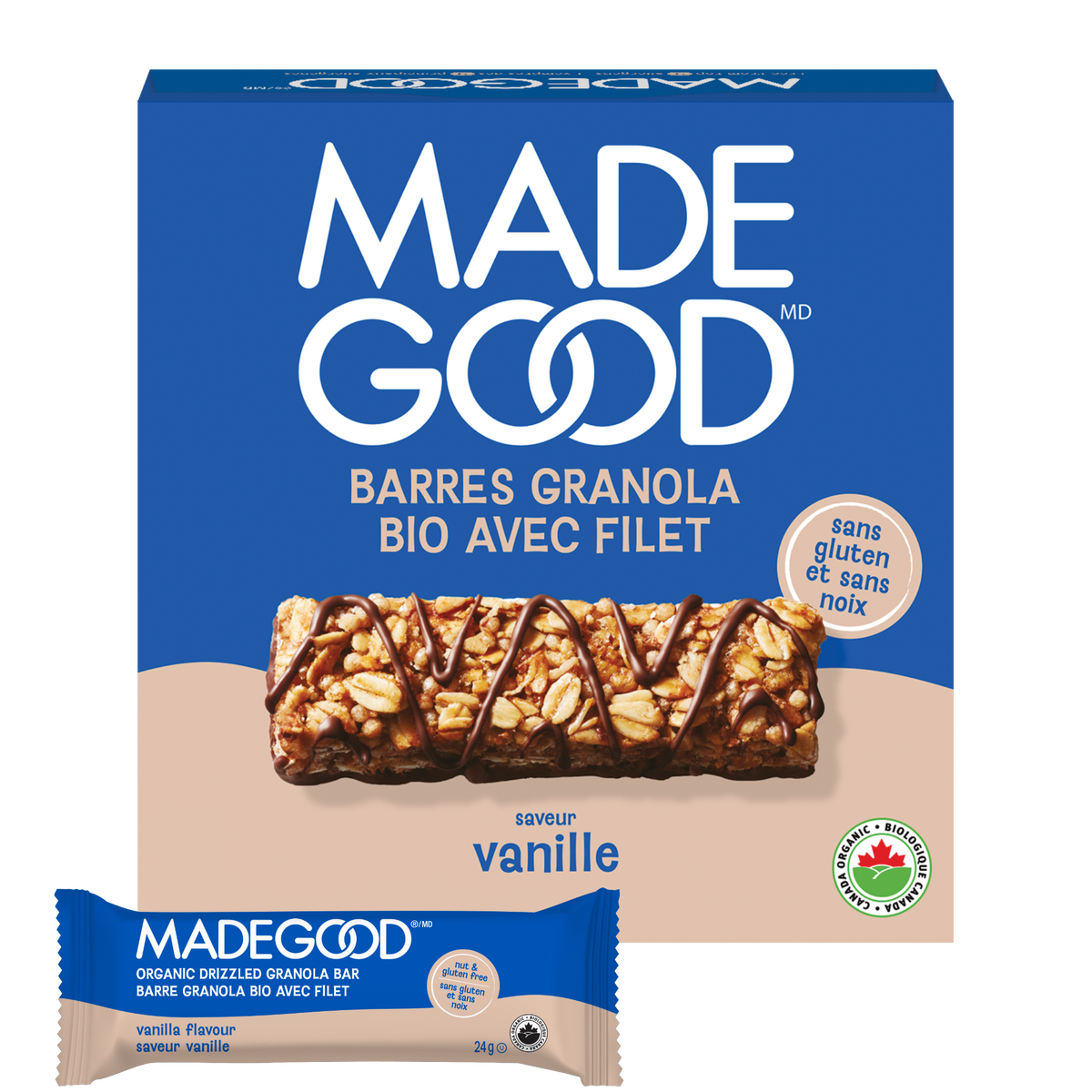 Barres granola avec filet de chocolat saveur Vanille  Boîte de 30 barres