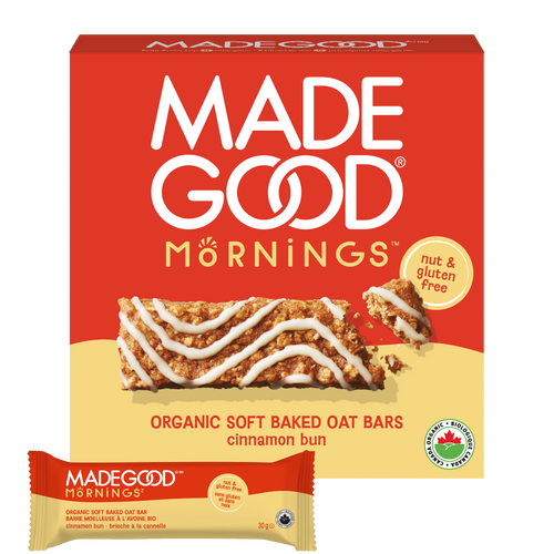 MadeGood Barres moelleuses à l'avoine Saveur de brioche  à la cannelle Boîte de 30 barres