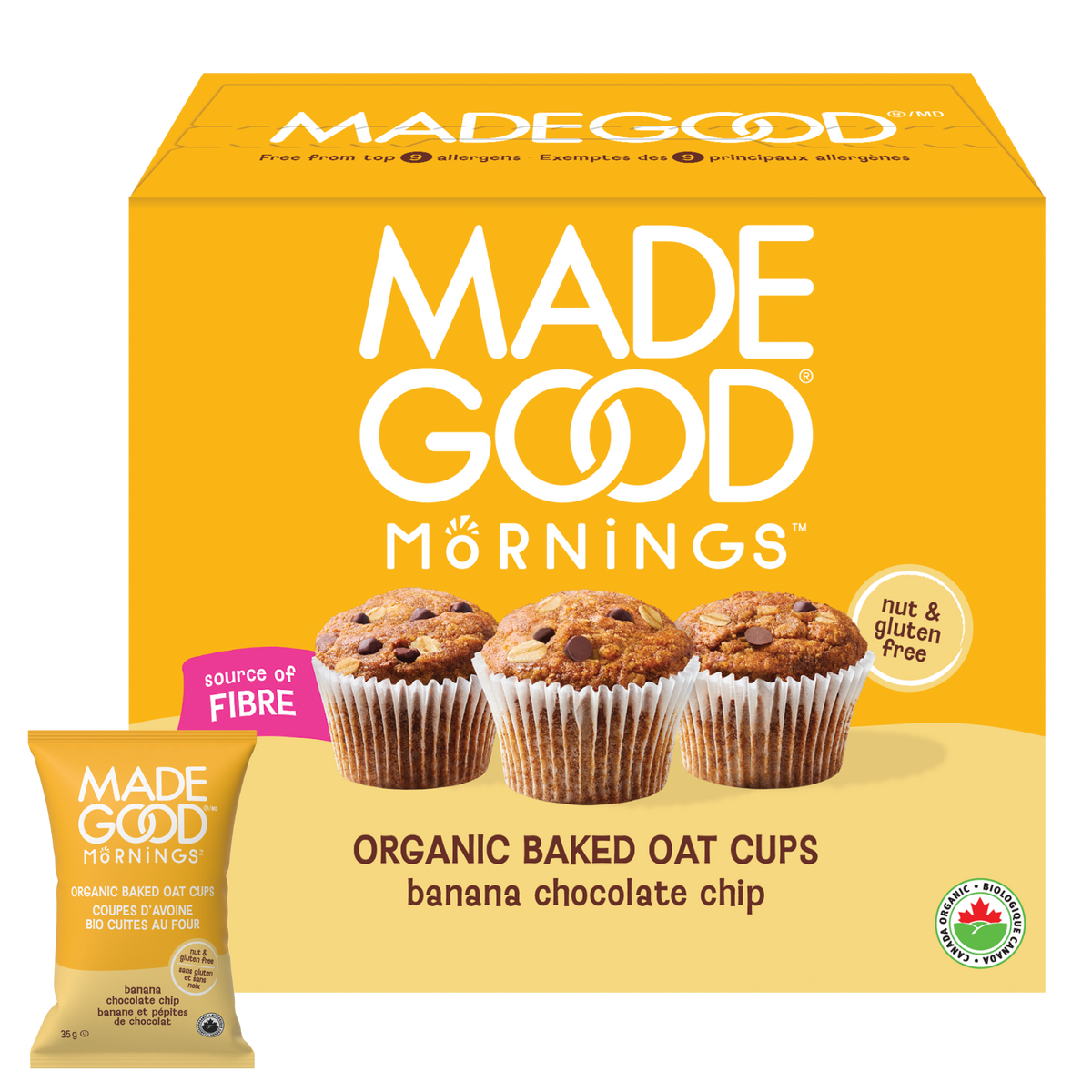 Banana Chocolate Chip Organic Baked Oat Cups