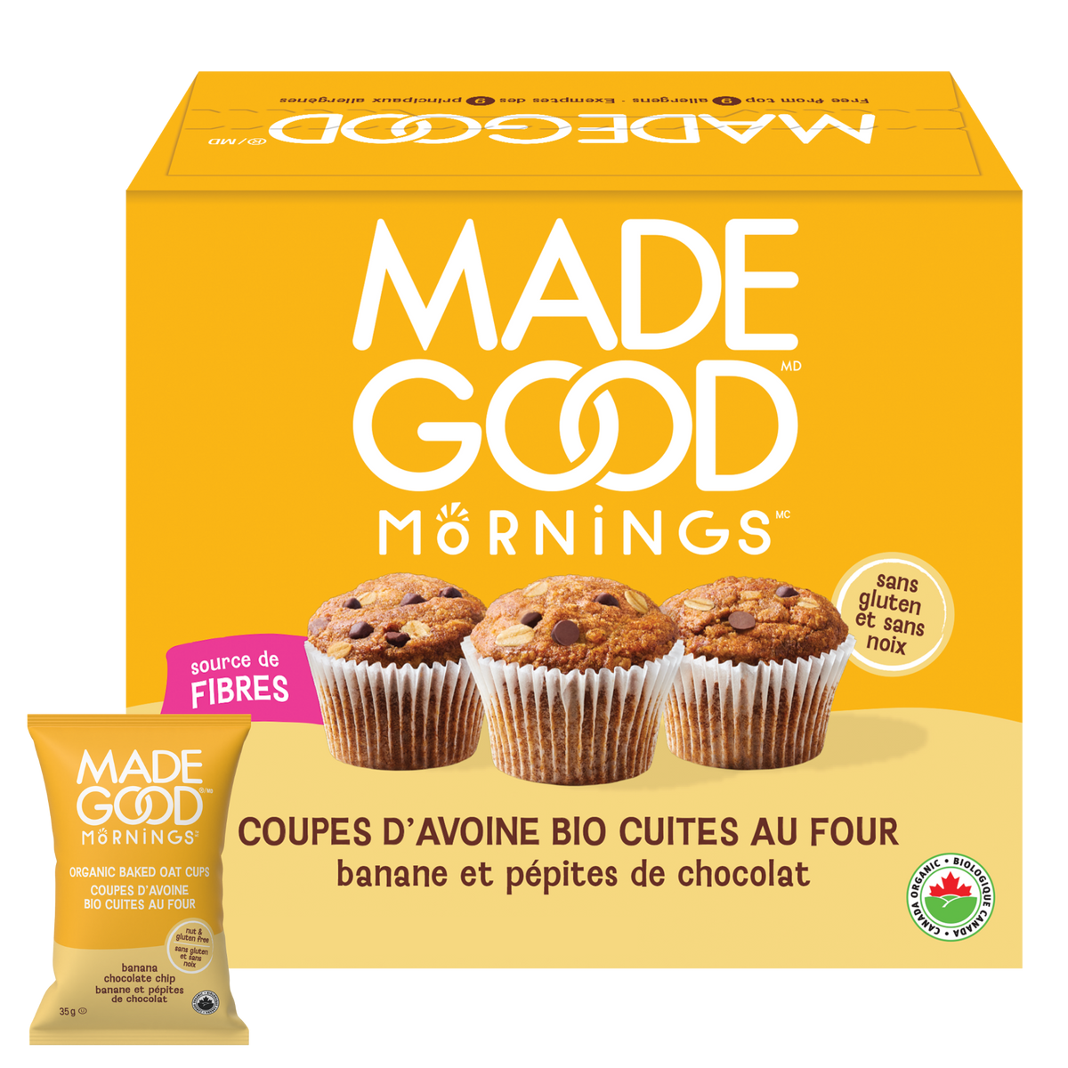 Banana Chocolate Chip Organic Baked Oat Cups