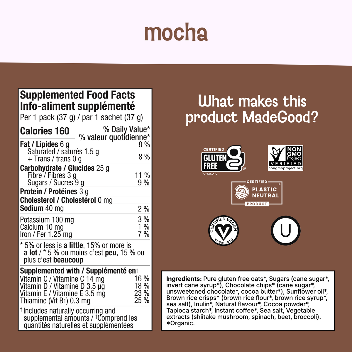 Bouchées de granola bio au moka
