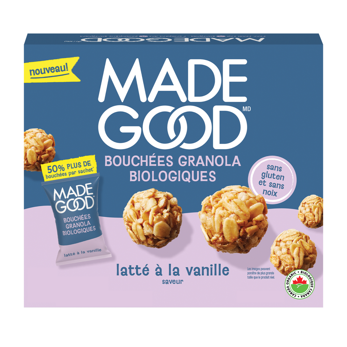 Bouchées de granola bio au latte à la vanille
