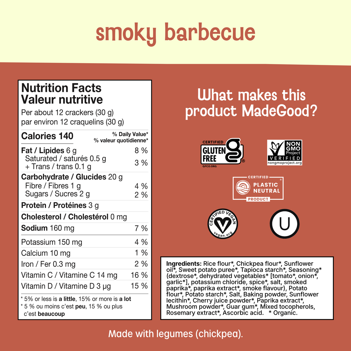 Snackers Barbecue Fumé Craquelins Bio à la Patate Douce
