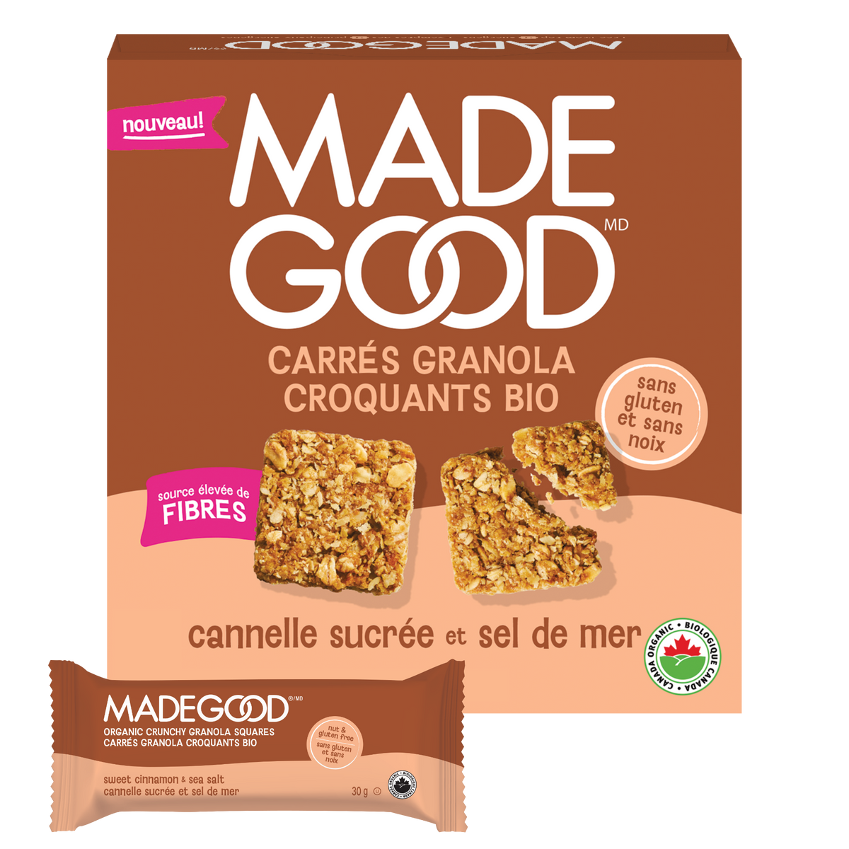 Carrés granola croquants - Cannelle sucrée et sel de mer