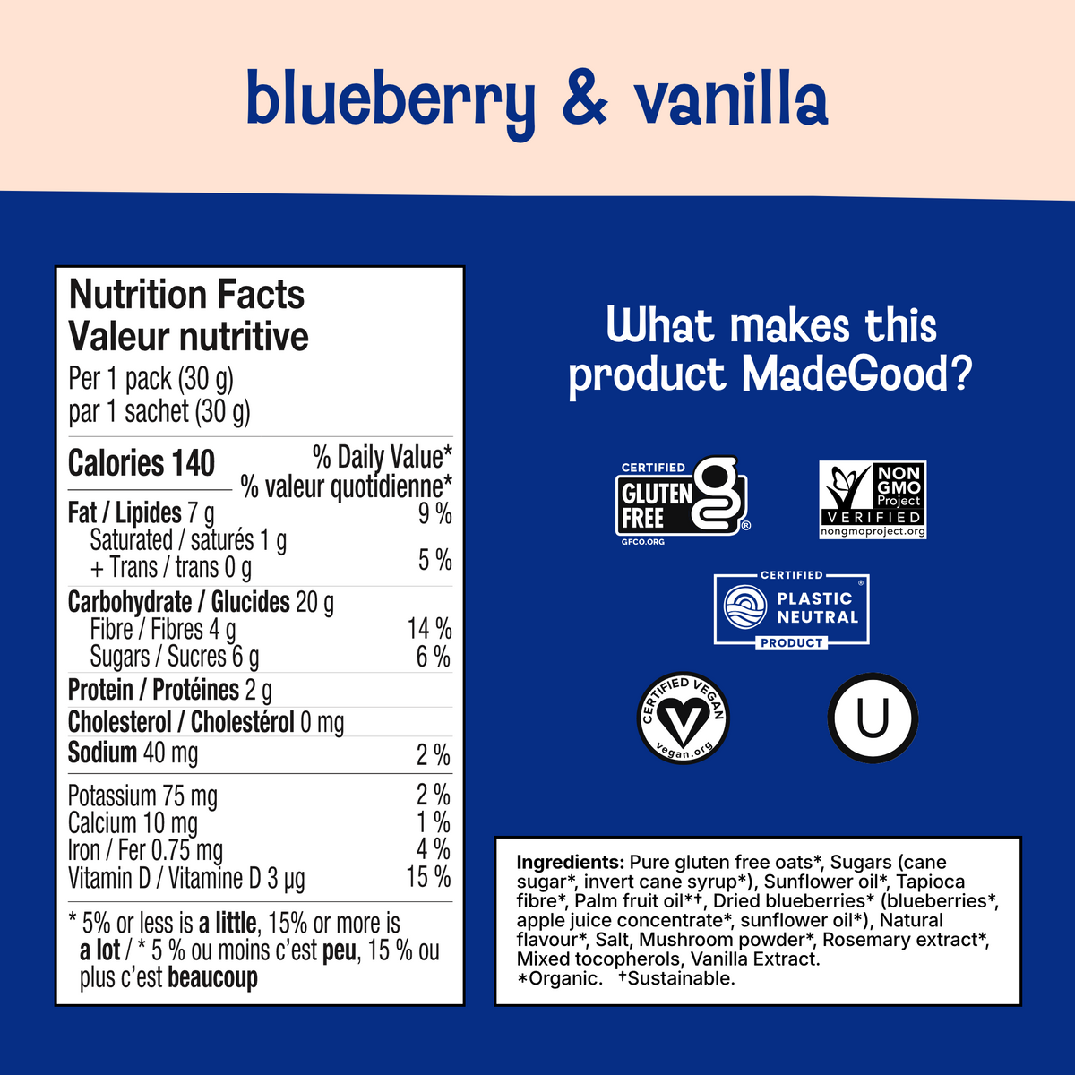 Crunchy Granola Squares - Blueberry & Vanilla