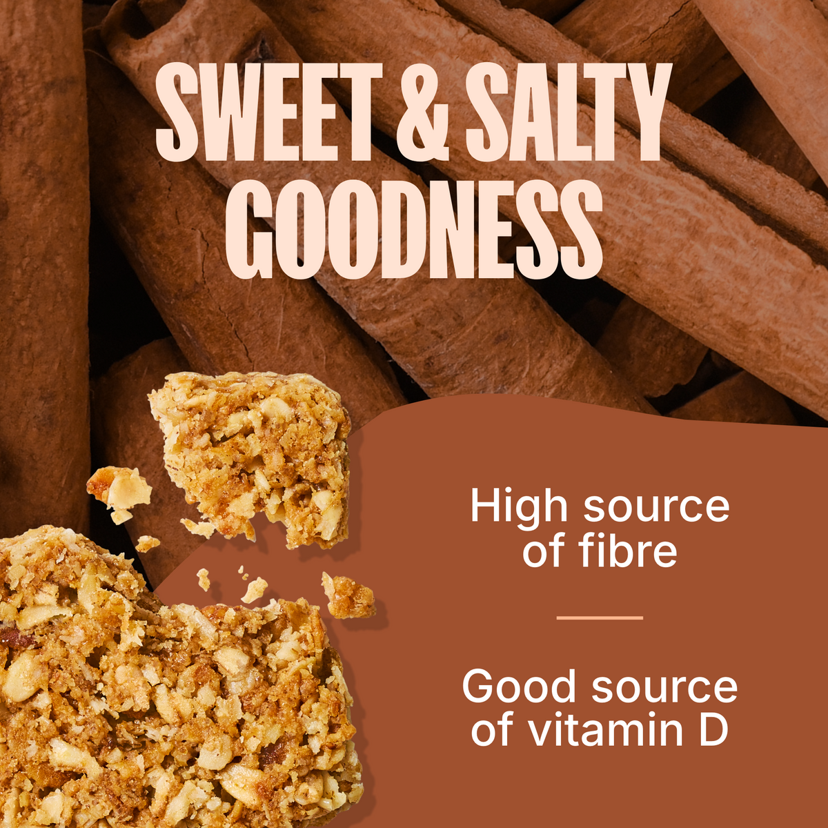 Carrés de granola croustillants - Cannelle douce et sel marin