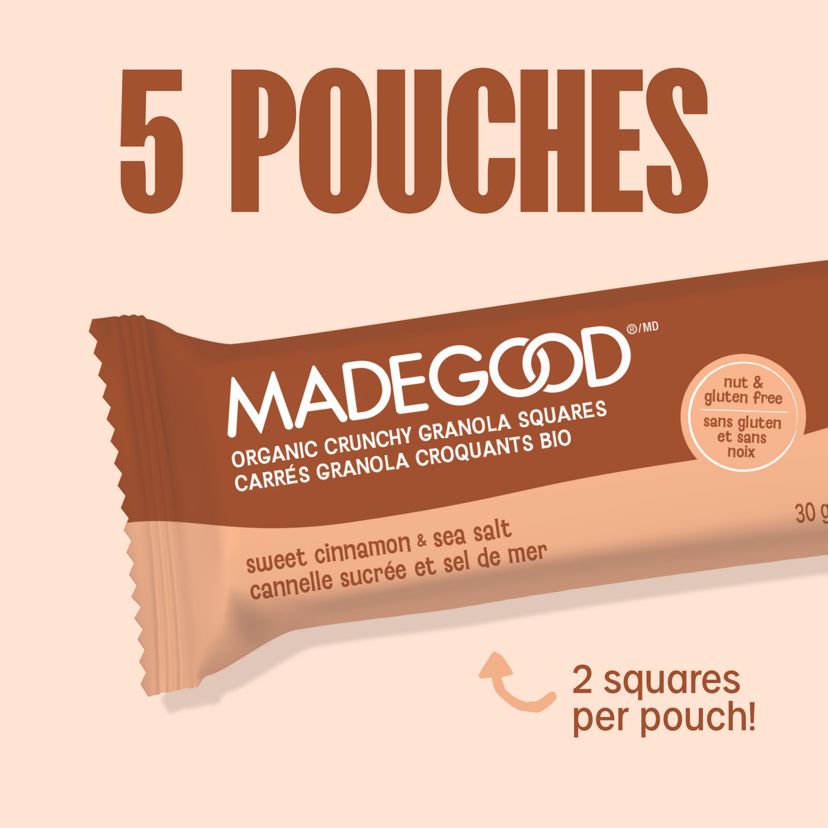 Carrés de granola croustillants - Cannelle douce et sel marin